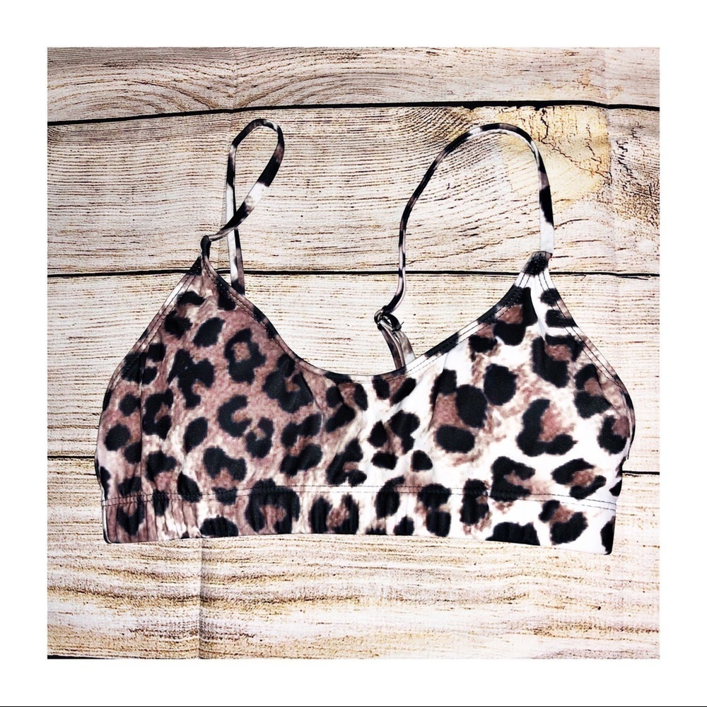 Leopard Print Shelf Bikini Top Size M